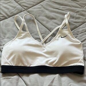 Nike White Sports Bra with Black Underband and Strappy Back